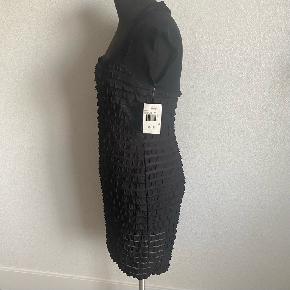 NWT BLACK RUFFLED BODYCON DRESS - Picture 4 of 8